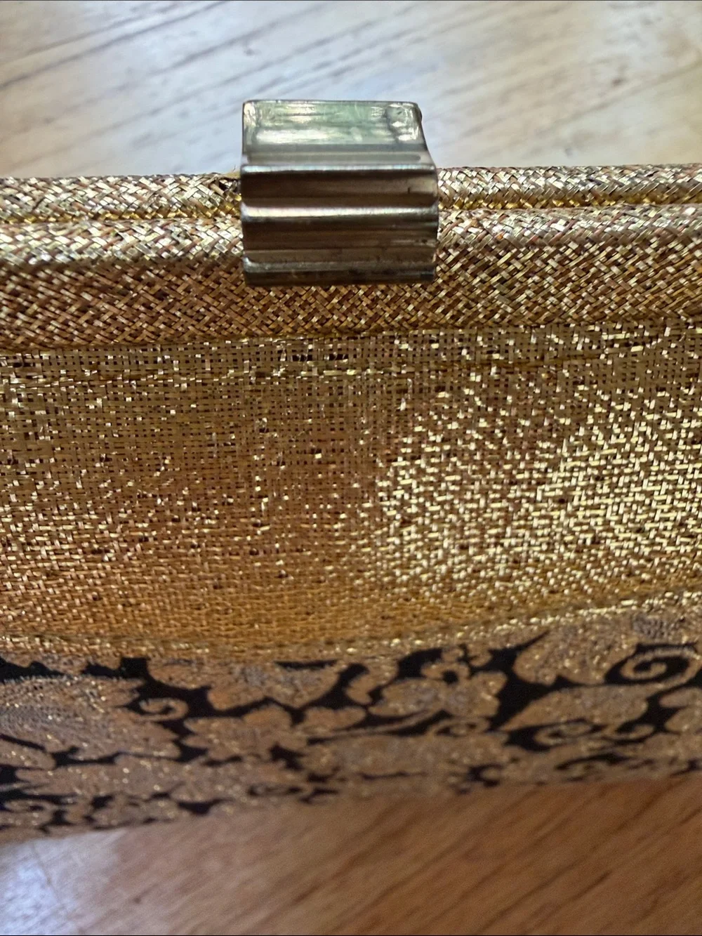 1950s Vintage Gold Floral Embroidered Evening Clutch - Unbranded